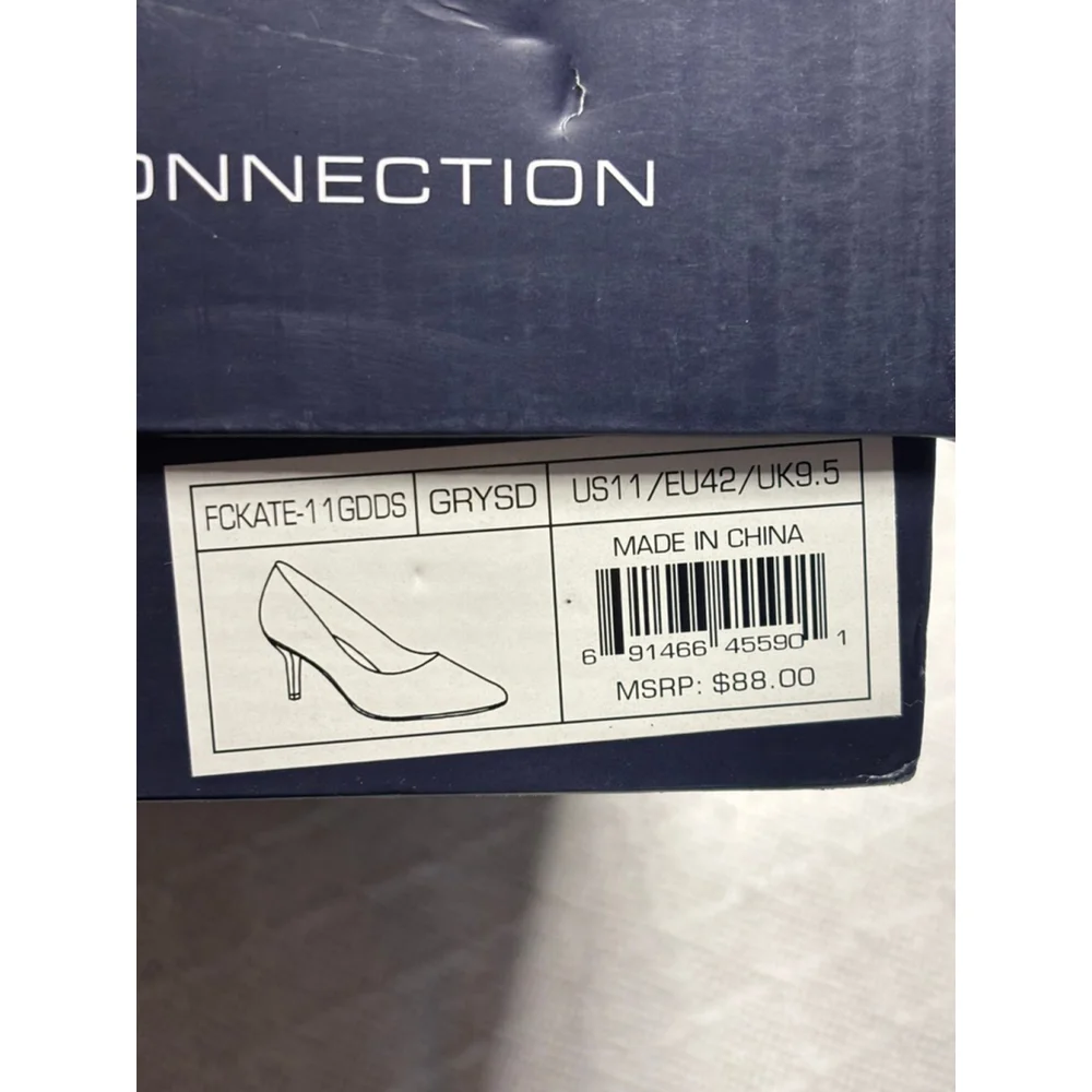 NIB French Connection Kate Grey Suede Kitten Heel Pointed Toe Pumps Size 11